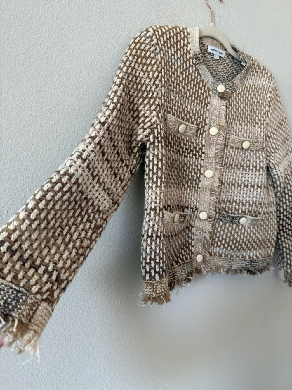 Veronica Beard Sariyah Knit Jacket Desert Khaki Multi Small - Picture 5 of 14